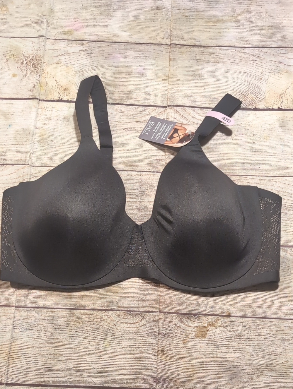 Bali Coolest Smoothing Full Coverage & Comfort Strap Black Bra Size 42D NWT